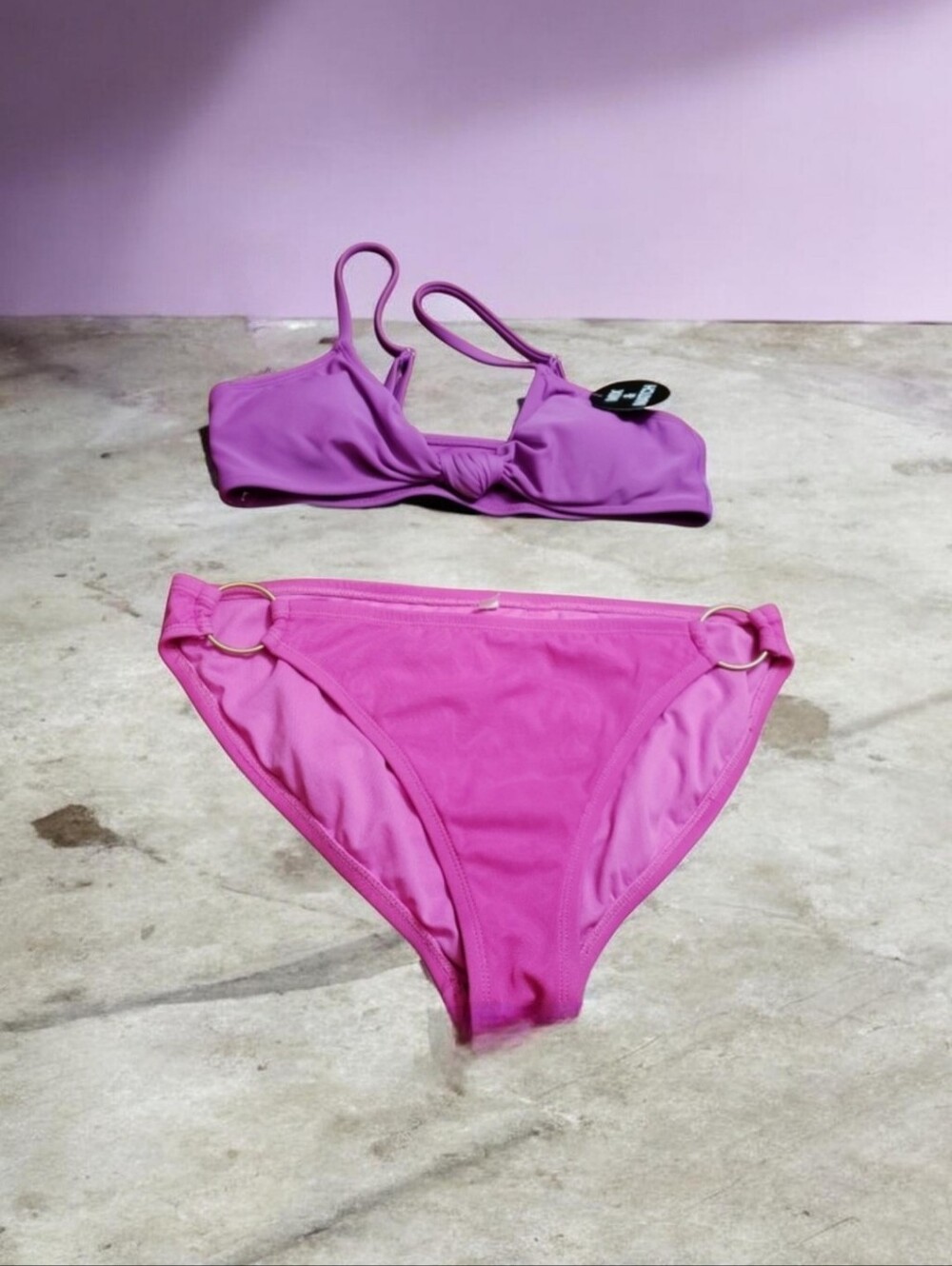 Vibrant Purple Bikini Set with Gold Ring Details 💜 #Beachwear #SummerStyle